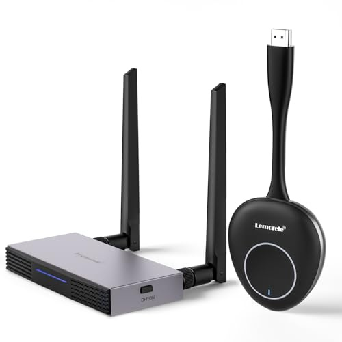 HDMl inalámbrico Transmisor yReceptor，Soporta 8 TXS a 1 RX para Negocios y Hogar, Lemorele FHD Plug & Play para Transmisión de Video y Audio Desde Portátil/TV Box a HDTV o Monitor