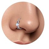 ESHIONER G23 Titan Nasenpiercing Ring Silber Nasenring Piercing Ohr Septum Helix Ring Nostril Tragus Conch lippenpiercing Hypoallergen Weiß Opal Nase Ringe Piercing Schmuck Damen Dünn 20G 7MM