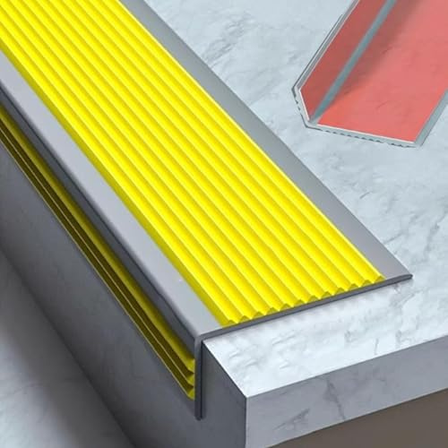 Profilo per Gradini in PVC, Protezione per Bordi Scale, Profilo Antiscivolo per Gradini in Piastrelle/laminato/marmo, Autoadesivo per Scuole, Case, Aziende(Yellow)