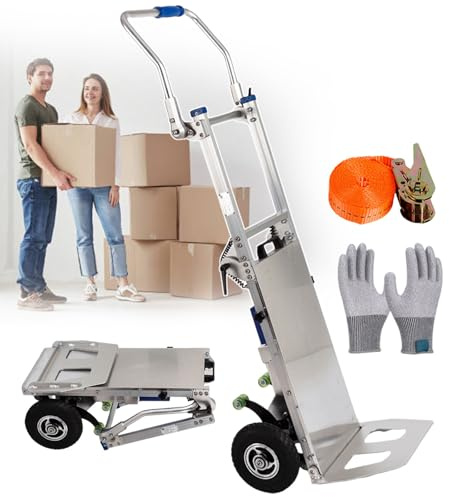 Ryanong Powered Stair Climbing Hand Truck with 440lb Capacity, Removable Battery, and Foldable Design for Heavy-Duty Moving and Transport