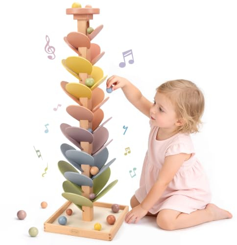Joyreal Montessori Leksaker från 3 4 5 år - Klangträd Träleksaker Murmelbana Trä Montessori Regnbåge Motorikleksak Födelsedag Pojke Flicka