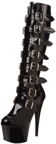 Pleaser Damen Adore-2043 Stiefel, schwarzer lack, 39 EU