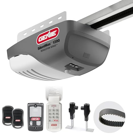 Genie SilentMax 1200 Model 4042-TKH Garage Door Opener with Motion Detection Lighting, Ultra-Quiet Steel-Reinforced Belt Drive, 140V DC Motor, 3/4 + HPc 140V Belt Drive, Gray