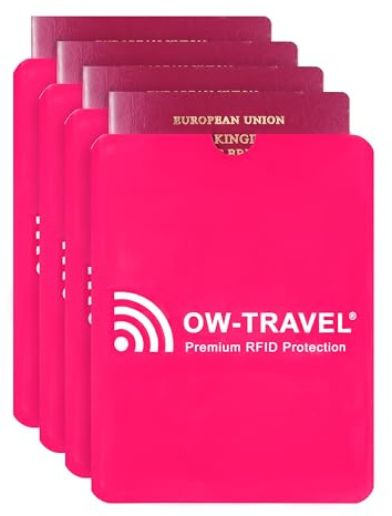 OW-Travel Bloqueo RFID Tarjeta de credito y RFID Pasaporte. Fundas para Tarjetas credito, Credit Card Protector, Protector Tarjetas Credito Anti Fraude Protección (Funda Pasaporte 4)