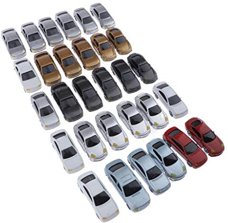 Milageto 30 Pezzi di Auto in Miniatura Assortite per Artigianato Diorama, Scala 1:75 Ho OO