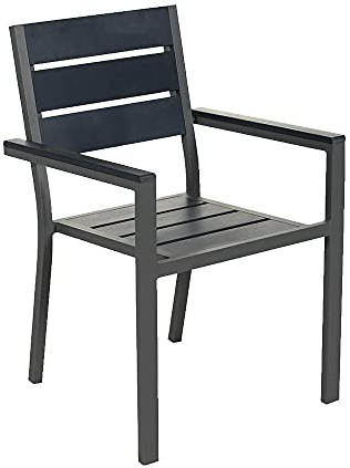 Home Deluxe - stapelbarer Gartenstuhl Madera - BxTxH: 56,6 x 57,5 x 85 cm - Stückzahl: 6 - Gestell: anthrazit, Sitzfläche: hellgrau I Campingstuhl Balkonstuhl Terrassenstuhl