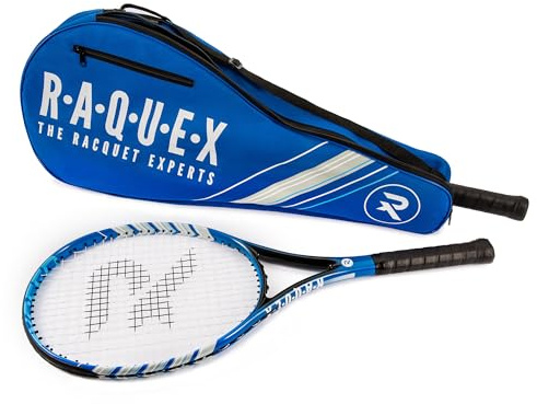Raquex Bolsa para Raquetas de Tenis, Azul o Negra, Funda para Raquetas de Tenis, Raqueta de Squash y bádminton para 2 Raquetas y Accesorios con Correa para el Hombro (Azul)