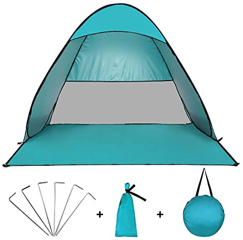 Teenza Pop-Up-Strandzelt, sofortiges Outdoor-Strandzelt, tragbares automatisches wasserdichtes Schattenzelt, geeignet für Familienpicknick, Camping