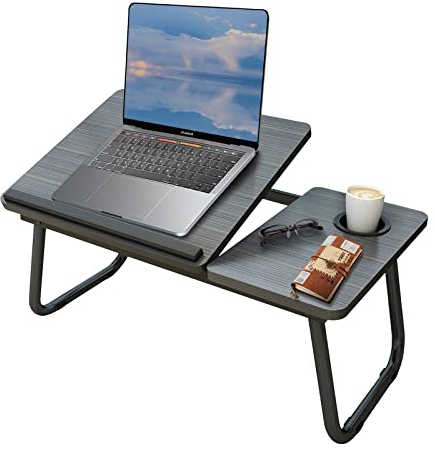 Laptop Desk, Laptop Bed Table with Foldable Legs & Cup Slot, Reading Holder Notebook Stand Breakfast Bed Tray Book Holder for Sofa, Bed, Terrace, Balcony