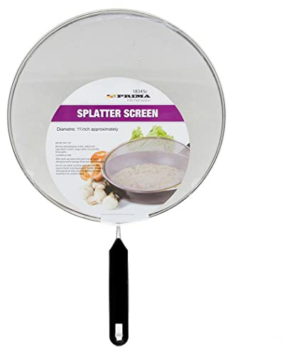 28Cm Metal Mesh Splatter Cover Lid - Cooking Frying Pan, Kitchen With Handle | Metal Splash Cover Grease Screen Is Rust Free Protector Pot Lids Oil Proofing