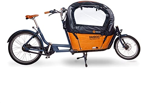 Regenzelt Luxus Schwarz Passend für Babboe City Lastenfahrrad MIT Gestangen (Schwarz)