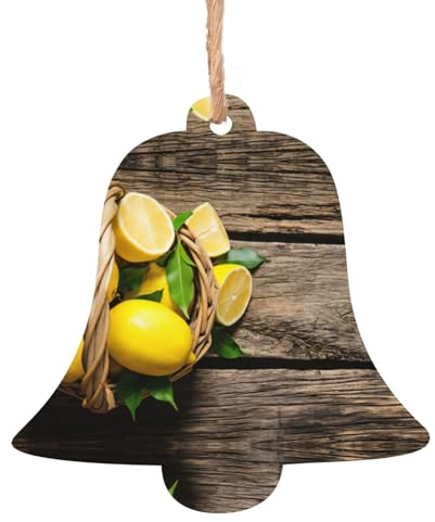 Colgante de madera con estampado de limones para árbol de Navidad, 6 unidades, para invierno, Navidad, árbol de vacaciones, decoración al aire libre