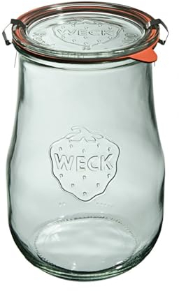 Weck Tulpenglas 1750 ml 4 Stück | Glas mit Deckel, Dichtung und 2 Verschlüssen | Zum Einmachen von Konserven, Säften, zur luftdichten Aufbewahrung von trockenen Zutaten