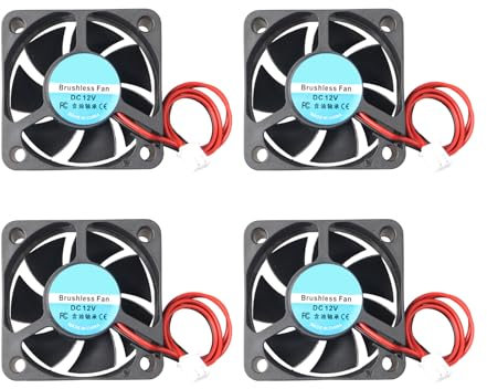 Jopto 4PCS Mini Brushless Silent Cooling Fan 50x50x20mm 5020 DC 12V Fan With 2 Pin Terminal Compatible With 3D Printer PC CPU Computer Cases For DIY With 30cm/11.81inch Cable