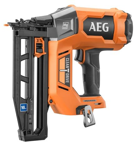 AEG - Cloueur de finition sans fil Brushless [PRO18V] 16 Ga - Mode rafale ou séquentiel - 2,9Kg - Longueur clous 25 à 65mm - Livré en coffret (sans batterie) - B16BN18-0