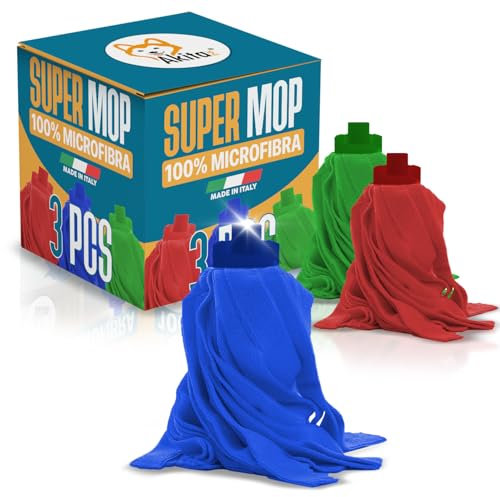 Set 3 Pezzi MOP Lavapavimenti MOCIO: Pulizia Profonda e Assorbenza Totale per Ogni Superficie - Made in Italy (3 PZ MOP SUPER)