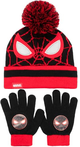 Marvel Spiderman Winter Hat & Gloves Set for Boys – Warm & Cosy Beanie Hat & Gloves – Ideal for Kids Ages 3-9