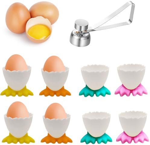 9 Pcs Cute and Funny Egg Cups Set, Boiled Egg Holder and Toppers Adorable Egg Topper for Boiled Eggs Creative Breakfast Boiled Egg Holder Fun Kitchen Accessories Boiled Egg Topper