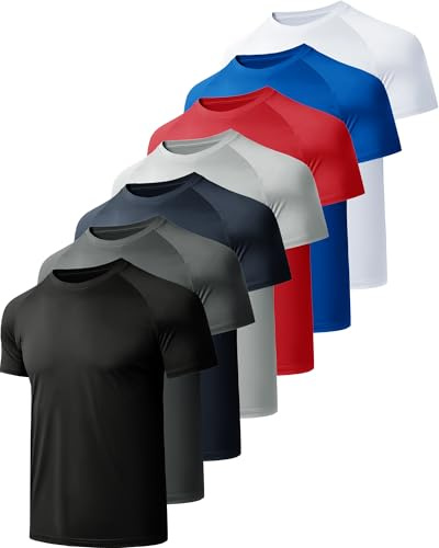 miijoory Mens Gym Shirts Quick Dry Performance Plain Workout Tops Short Sleeve Sports Running T Shirt Multipack
