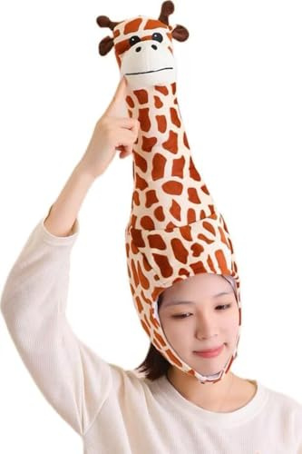 Novelty Animal Hat Funny Giraffe Elk Octopus Hat Party Photo Props Cute Plush Costume Headwear Adjustable Fancy Dress Headwear Adult Halloween Christmas Carnival Party Photo Props Posing Accessories