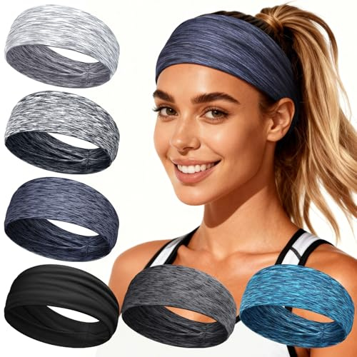Loiluliy Headbands for Women's Hair, 6 Pcs Elastic Hair Bands Thick Head Bands - Wide, Soft and Non-Slip Unisex Hair Accessories for Sports, Gym, Running, Yoga, Makeup and Everyday Fashion