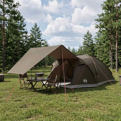 LoogCape Cabin Tent with Roof for 8 People, Water Resistant Polyester and Steel with Rain Throw and Zip Door for Camping, Festival and Beach