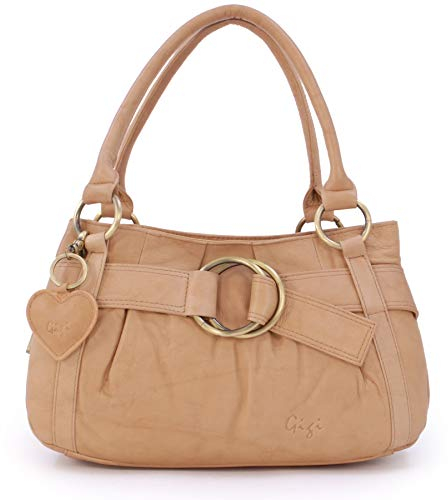 Gigi - Damen Leder Henkeltasche - Handtasche Klein/Mittelgroß - mit Herz Schlüsselring - OTHELLO 4466 - Honig/Hellbraun
