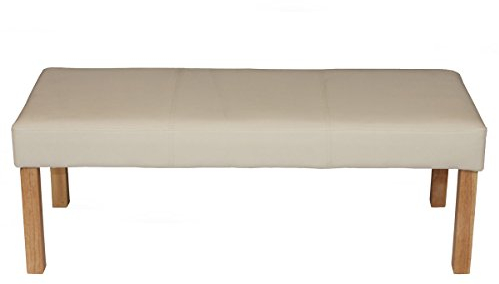 Sitzbank Polsterbank Bank M37 Kunstleder 120x43x49 cm - Creme, helle Beine