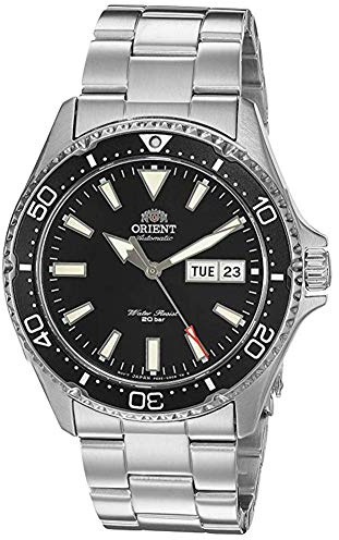 Orient Men's Kamasu Stainless Steel Japanese-Automatic Diving Watch, Black - Metal Bracelet, 41.8 mm, Diving Watch