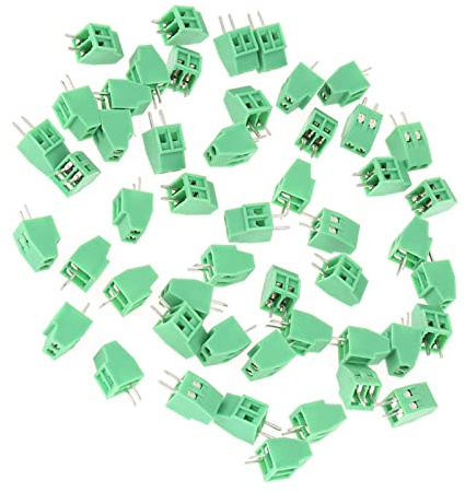 FTVOGUE 50pcs/set 2 Pin 2.54mm Pitch Green PCB Universal Screw Terminal Block Connector