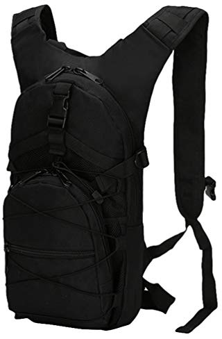 Kaiyei Sac à Dos Militaire 15L Camouflage Sac pour Vélo Casual Imperméable Durable Multi-Poches Travel Tactique Randonnée Trekking Sport Petit Sac Armée Noir