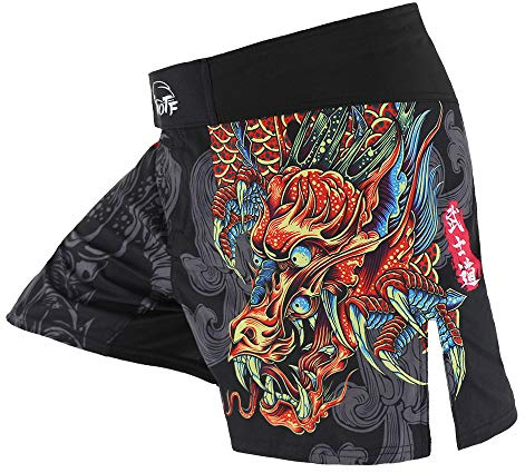 SUOTF Pantaloncini MMA da Uomo, Pantaloncini da Combattimento Uomo, Pantaloncini BJJ da Boxe per Uomo, Pantaloncini da Grappling, XS
