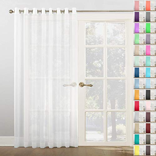 Megachest Woven Voile super wide metallic ring top Curtain 1 Panel (Pure White, 116 wide X 81 drop)