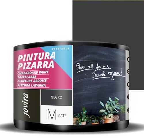 JOVIRA PINTURAS Peinture Ardoise. Pour peindre, dessiner et écrire à la craie sur les murs. (375 Millilitres, Noir)