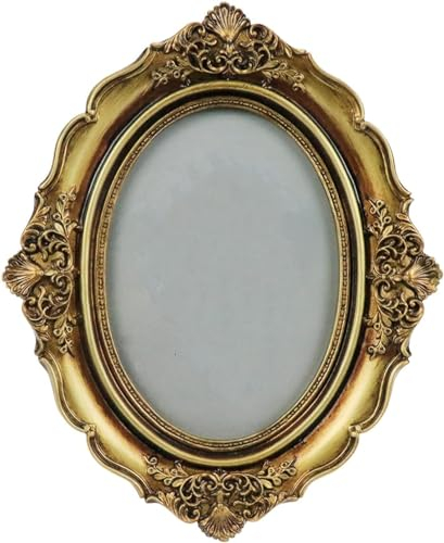 Bitray Vintage Bilderrahmen 12,7 x 17,8 cm, oval, elegant, antiker Bilderrahmen mit Glasfront, Hellbronzefarben