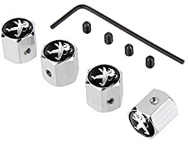 4 Pezzi Auto Pneumatico Cappucci Valvole Stelo, per Peugeot Logo 308 408 508 205 206 208 3008 2008 Coprivalvola Tappi Coperchio Parapolvere Copri Ruota Ermetico con Logo Guarnizione in Gomma Accessori