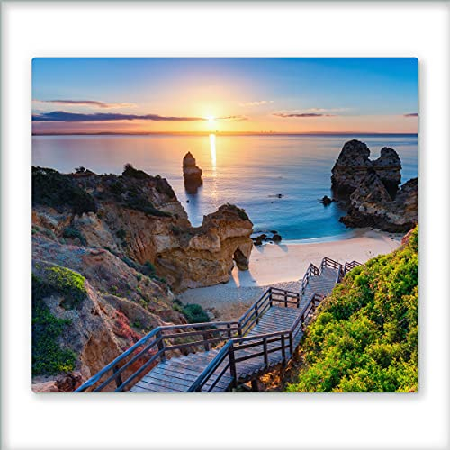 Canvas Fly 60x52 Glas-Herdabdeckplatte für Induktions- & Cerankochfeld, Küchen-Spritzschutz, Universale Küchenarbeitsplatte, Schneidebrett & Kochplatte-Abdeckung, Glasplatte inkl.Silikonnoppen