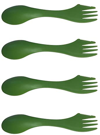 4 x Grendle Plastic Spork Ideal for Camping Travel Outdoor Cutlery Spoon Knife Fork Set