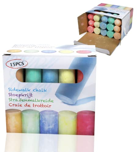 Smart-Planet Straßenmalkreide 15 stk - Kindermalkreide abwaschbar für Hof/Straße - Bunte Malkreide in Kreide Box - für Kinder im Frühling/Sommer