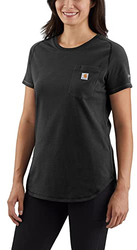 Carhartt Damen Force Relaxed Fit Midweight Pocket T-Shirt, Schwarz, X-Groß