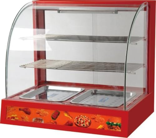 GastroHero Warmhaltevitrine I Heiße Theke für Gastronomie I Speisenwärmer mit Beleuchtung und 2 Ablageflächen I Manuell einstellbare Temperatur bis 85°C I Snackwärmer