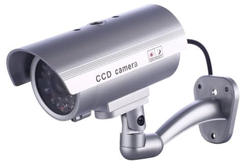 ulafbwur Telecamera di sorveglianza falsa leggera finta finta finta telecamera di sicurezza CCTV protettiva efficace argento