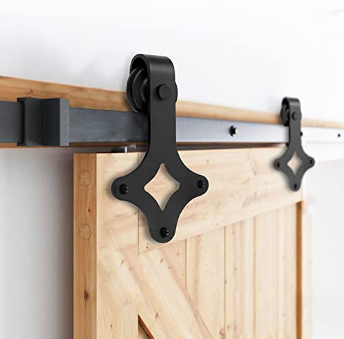 Jopassy Juego de herrajes para puertas correderas, 183 cm (6FT), sistema de puertas correderas, capacidad de carga de 150 kg, riel de puerta corredera para puerta individual de madera｜Diamante