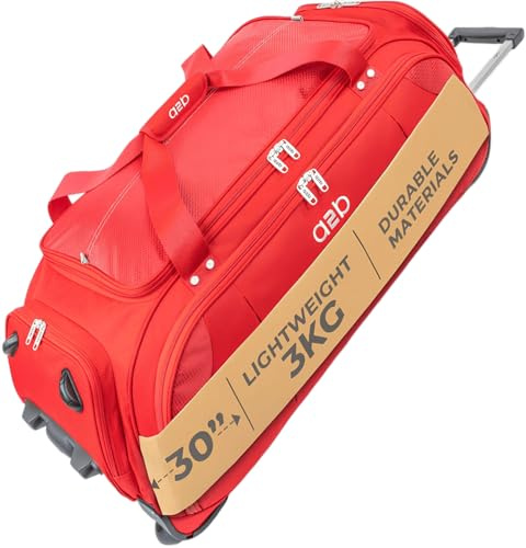 A2B Lightweight Roller Holdall with Wheels - Durable Duffle Bag | Versatile Travel Holdall, Mobile Gym, Sport, Tool, Ice Skate, Festival and Cricket Bag | Wheeled Duffel AB005 (Large 30)