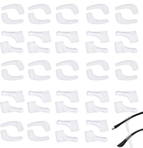 WMUVAZA Coussinets Antidérapants en Silicone pour Lunettes, 24 Paires Lunettes Porte-lunettes Anti-dérapant, Transparent Coussinets Anti Glisse Lunettes, Accessoires en Silicone pour Lunettes
