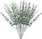 LUKDUNG 20 Stück Künstlich Eukalyptus Deko, Fake Eukalyptus Zweige Blumendeko, Dunkelgrün Eukalyptus Pflanzen Deko für Hochzeit Party Home Blumenarrangement Tischdeko