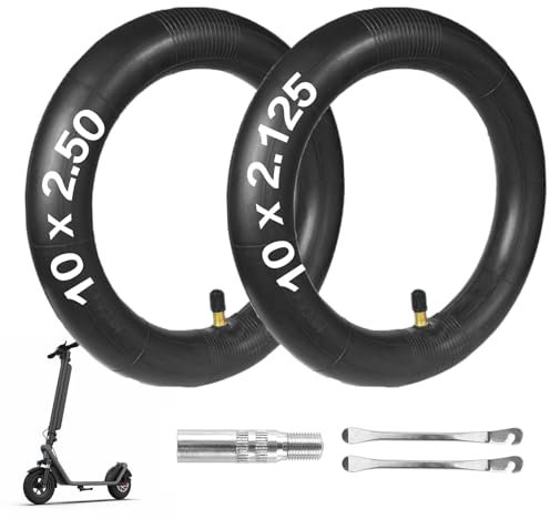 2 stycken 10 x 2,125 förtjockad slang, 250 x 54 e-skoterslang för Xiaomi 4, Xiaomi 4 Pro elskoter – 10 tums ersättningsslang med ventilförlängning och däcklyftare [förtjockad]
