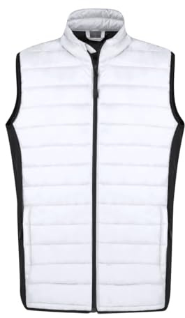 PROMO SHOP - Chaleco Soft Shell TORETO, Resistente al Viento y Agua, Interior Acolchado, Chaleco Vestir Hombre y Mujer, Chaleco Acolchado (FR/ES, Letras, XL, Regular, Regular, Blanco)
