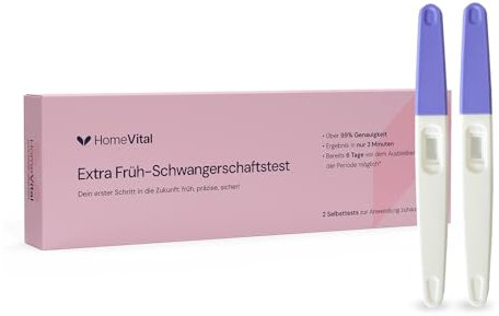 HomeVital Schwangerschaftstest Frühtest 2 Stück - SST Frühtest 10 mIU/ml zur Früherkennung der Schwangerschaft ab 10. Tag - ultra früh Schwangerschaft Test - Schwanger Pregnancy Test