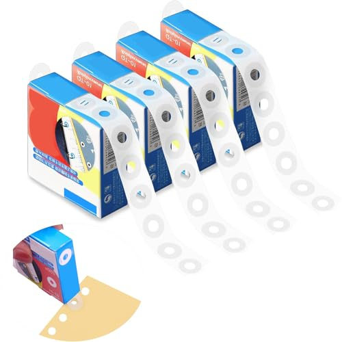 Hole Punch Reinforcement Stickers，1000 pcs in 4 Boxes，Transparent and Self-Adhesive Reinforcements for Hole-Punched Pages, Hole Reinforcers for Paper